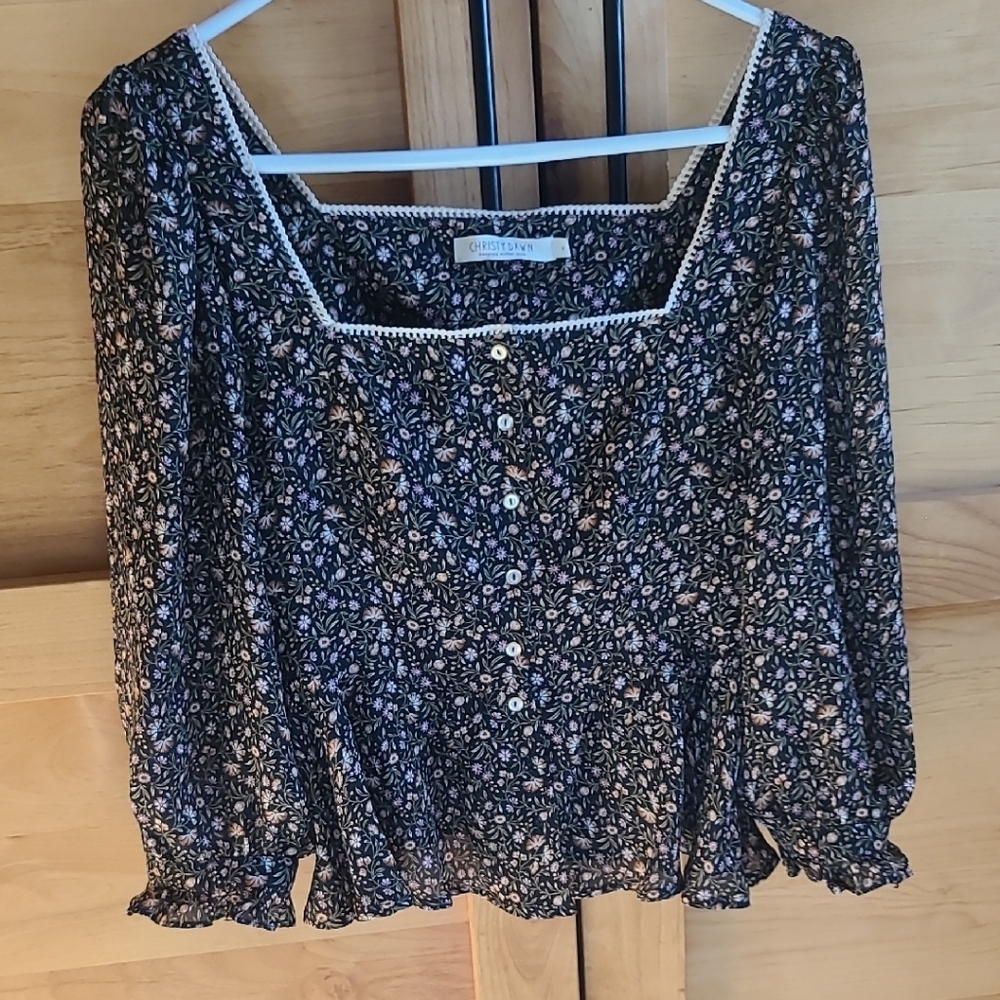 Christy Dawn Black Floral Blouse